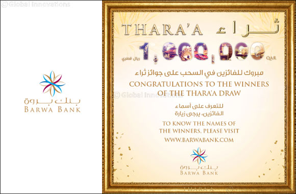 Barwa Bank announces the September draw winners  of its Thara'a savings account prize