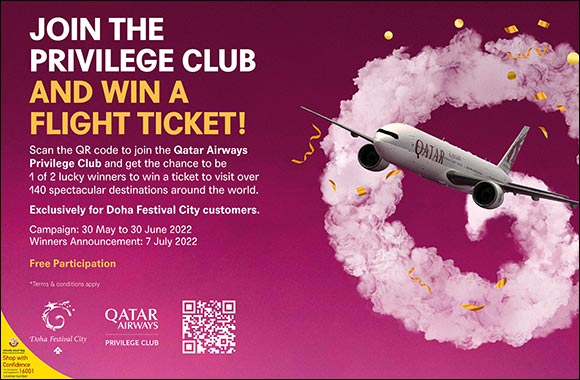 Doha Festival City Announces Digital Raffle in Partnership with Qatar Airways Privilege Club Offering Two Lucky Winners Tickets to Over 140 Destinations Worldwide