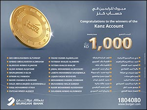 Burgan Bank Announces the Names of the Monthly Draw Winners of Kanz Account'