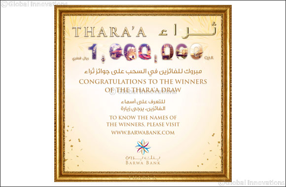 Barwa Bank announces the September draw winners of its Thara'a savings account prize