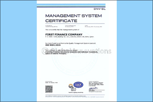 First Finance Company receives ISO 9001:2015 certification