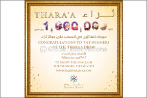 Barwa Bank announces the April draw winners  of its Thara'a savings account prize