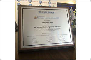 The Asian Banker Presents QIB Group CEO Top Award for “Best Bank CEO Response to COVID-19 in Qatar”  & Names QIB “Best Managed Bank during COVID-19 in Qatar”