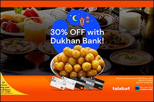 Dukhan Bank Ties Up with Talabat to Offer customers 30% Off on Orders